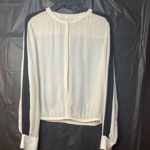 A.L.C. Silk Deep V-Neck Button-Up Blouse